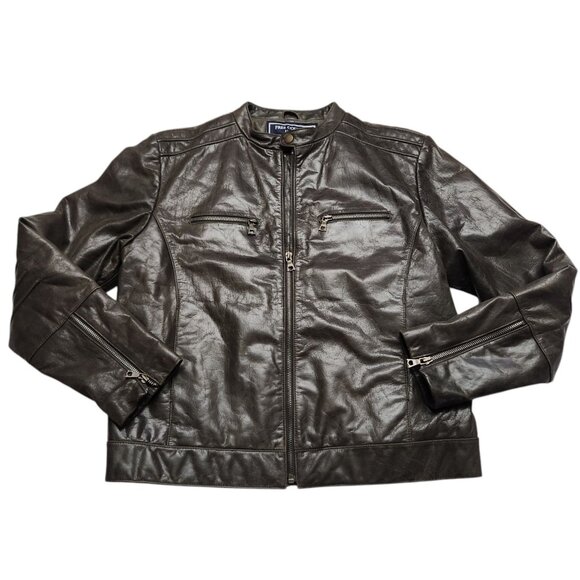 Vintage U.S.A Free Country Brown Leather Street Mens Moto Jacket Size Large - Picture 2 of 9